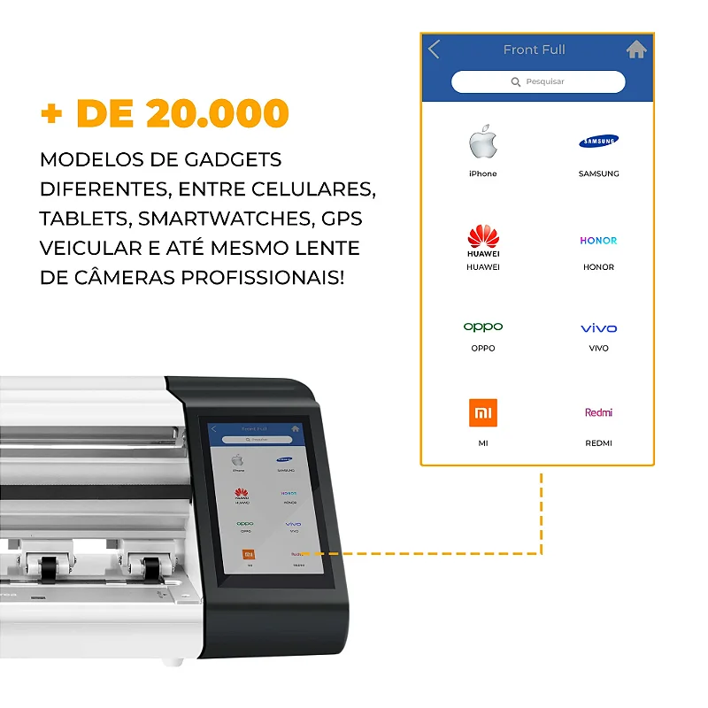 Máquina de Corte de Películas Film Express Pro - Até 16 polegadas - Preta +Película Film Express Transparente HD até 7'' 50 Unidades - Gshield