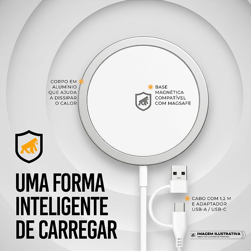 Carregador Wireless Magsafe Ultra - Branco - Gshield - foto 3