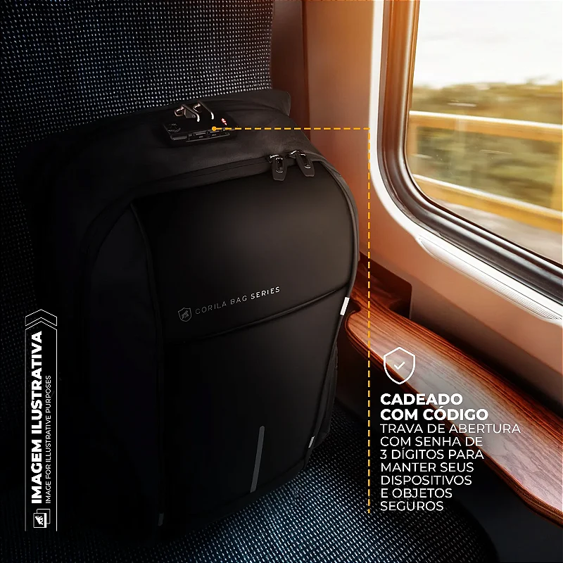 Mochila para notebook Locker com antifurto + Cartão de Visita Digital - ArmorCard Grátis - Gshield - foto 3