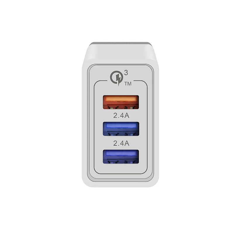 REEMBALADO - Carregador Turbo Triplo USB-A até 18W - Branco - Gshield