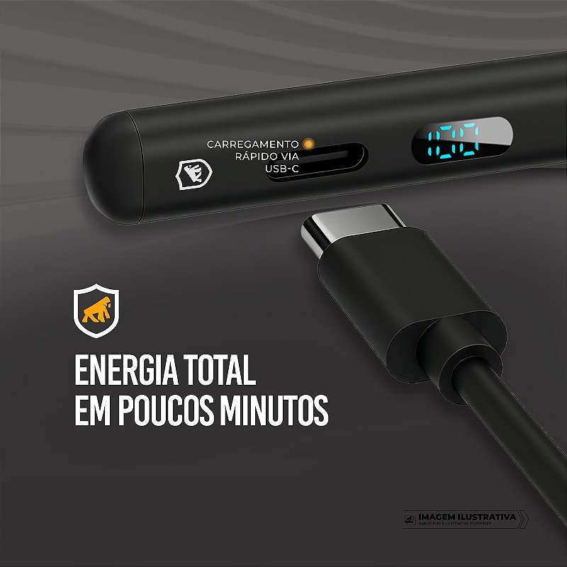 Caneta Touch Capacitiva com Visor - Palm Rejection - Dual Shock - Preta - Gshield