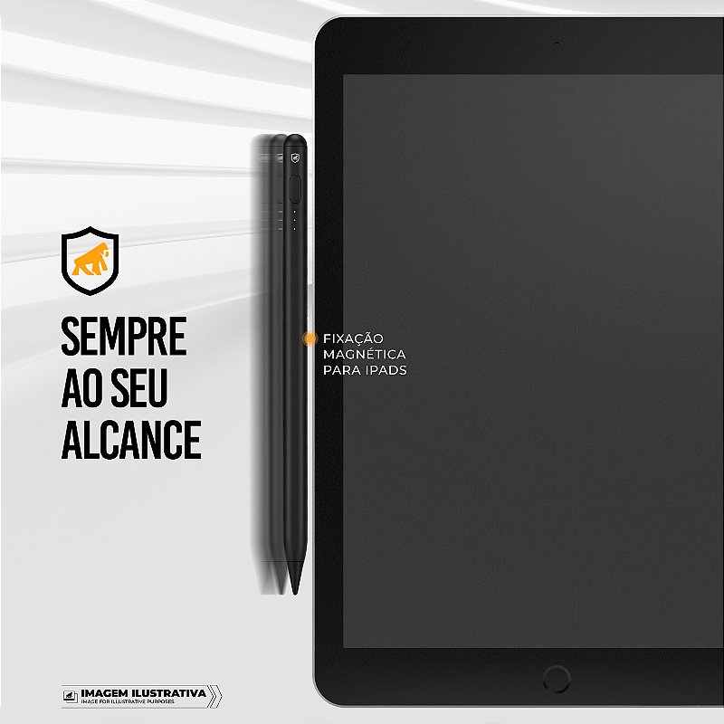 Caneta Touch Capacitiva Pro com Palm Rejection e Traço Adaptável - Preta - Gshield