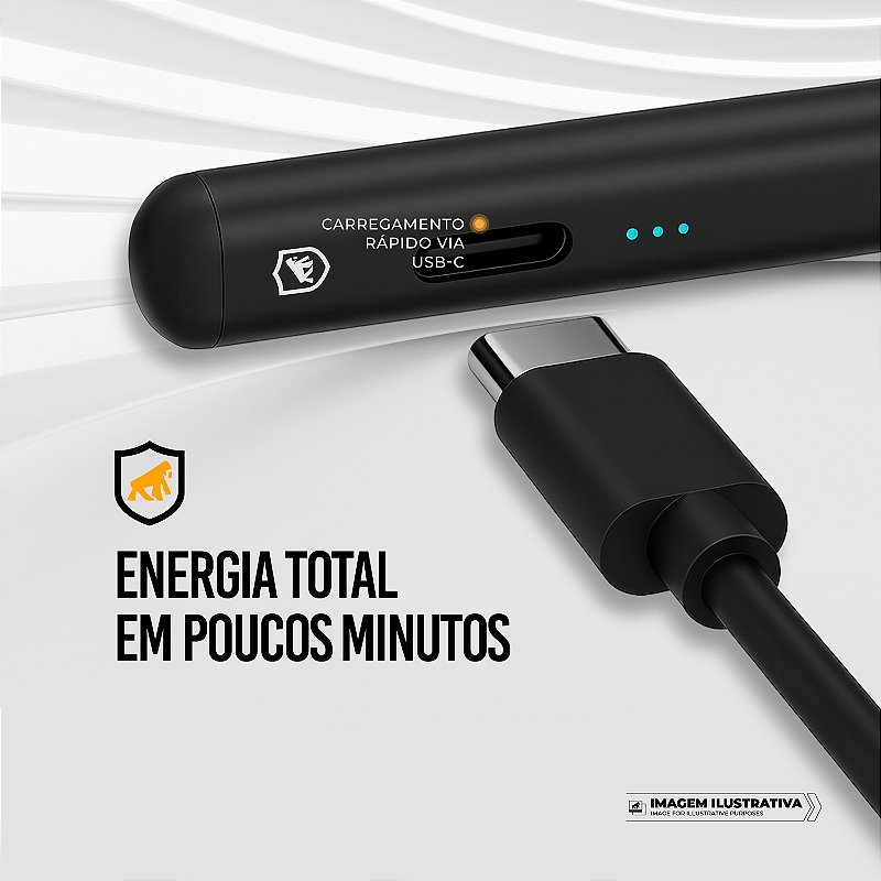 Caneta Touch Capacitiva Pro com Palm Rejection e Traço Adaptável - Preta - Gshield