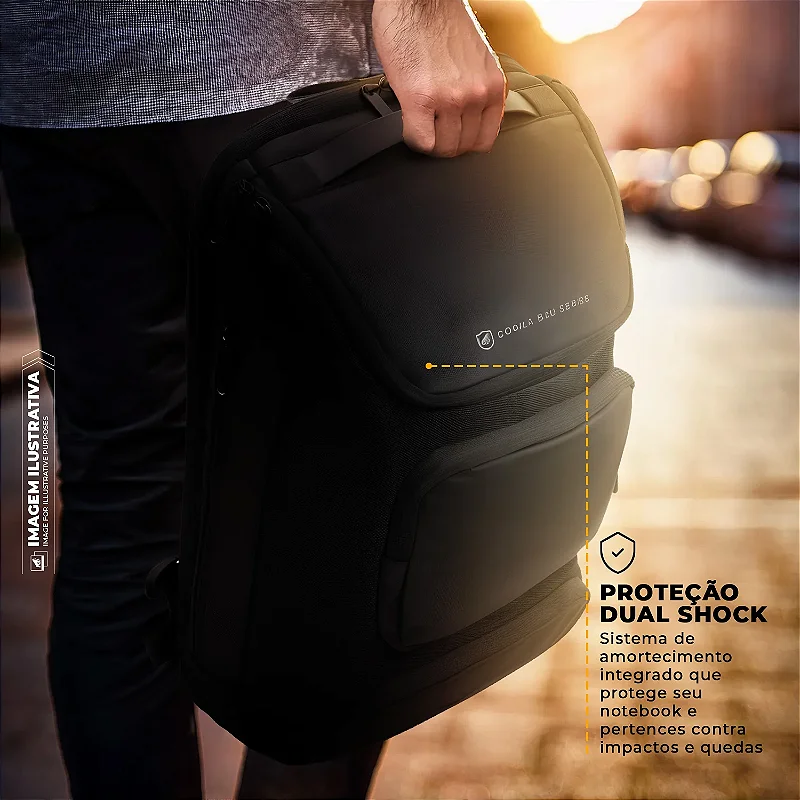Kit Mala de Bordo para Viagem + Mochila Executiva Dual Shock - Gshield
