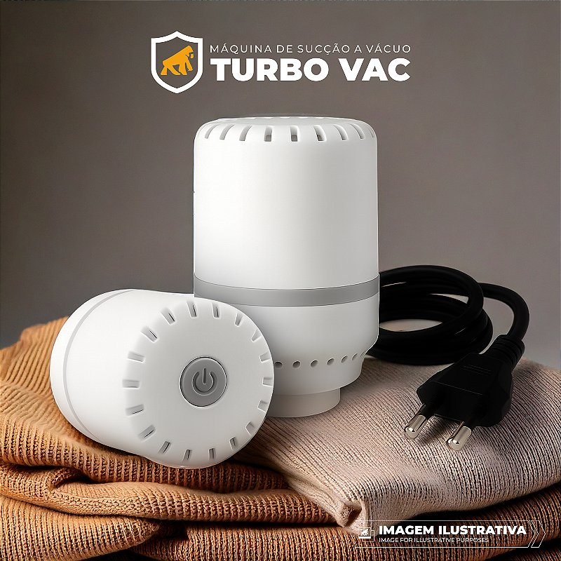 Máquina de Sucção à Vácuo Portátil - Compactador de Roupas para Malas e Mochilas Bivolt - Turbo Vac - Branca - Gshield - foto 6
