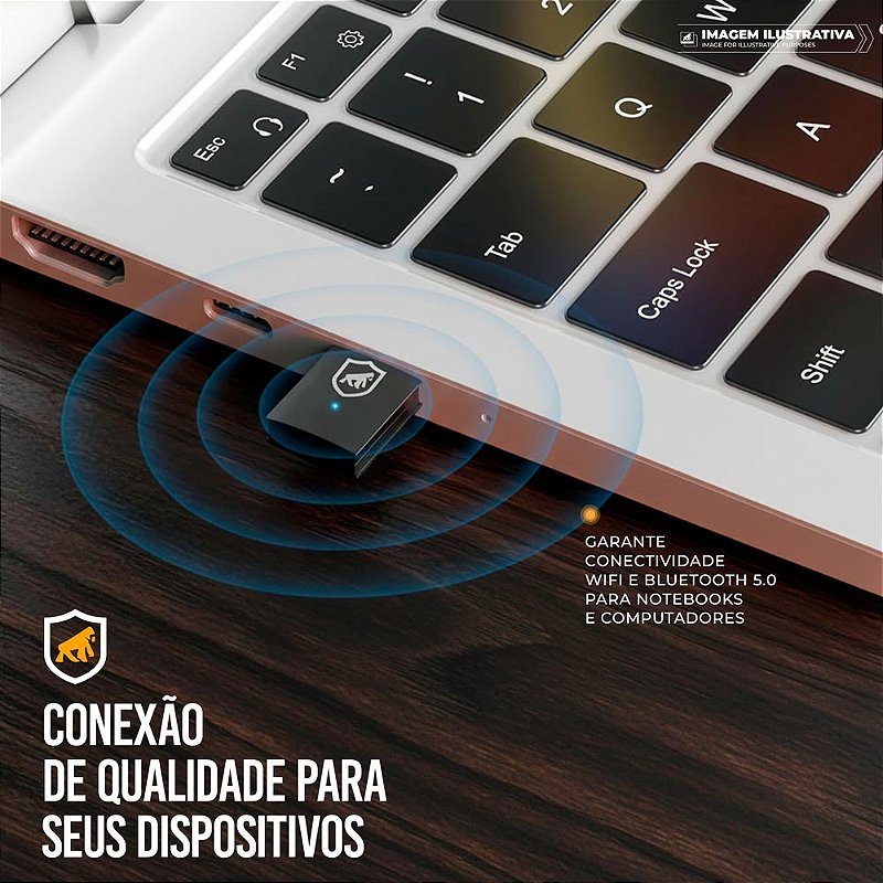 Adaptador Wi-Fi e Bluetooth 5.0 - 600Mbps, Dual Band 2.4G/5G, USB-A Plug & Play - Nano Hybrid- Gshield - foto 2