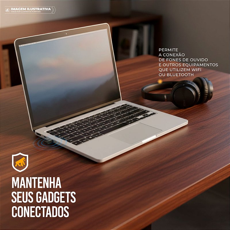Adaptador Wi-Fi e Bluetooth 5.0 - 600Mbps, Dual Band 2.4G/5G, USB-A Plug & Play - Nano Hybrid- Gshield - foto 3