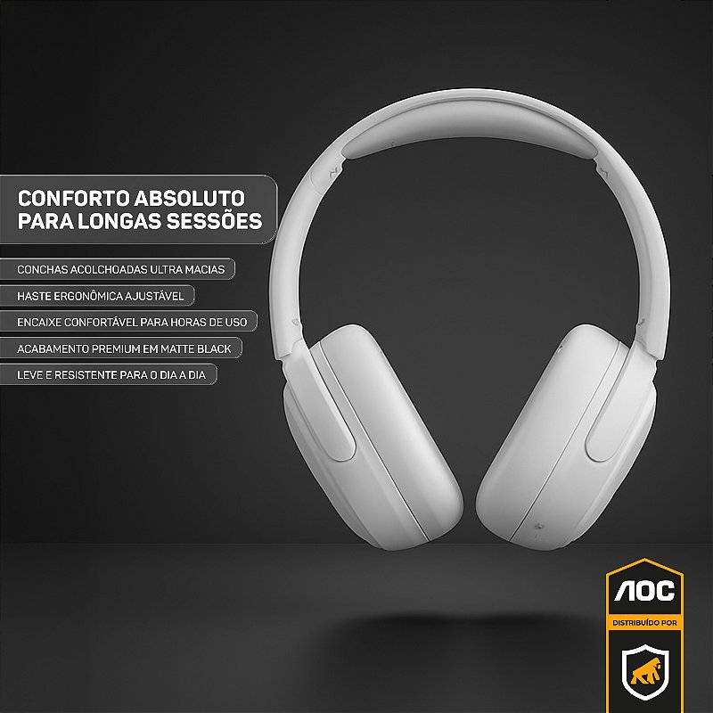Headphone Bluetooth Wireless com Cancelamento de Ruído ANC - Branco - AOC - foto 3