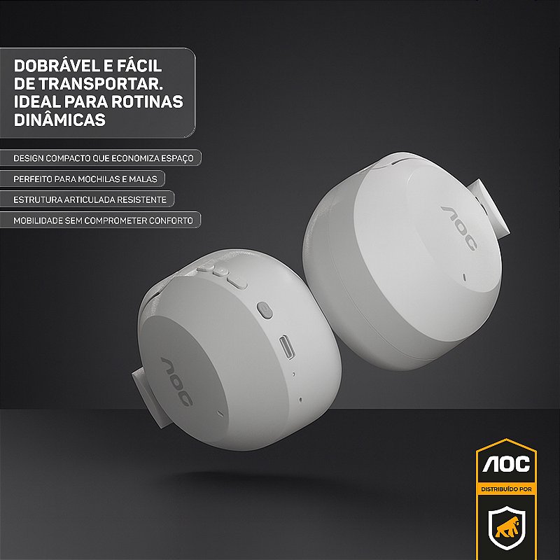 Headphone Bluetooth Wireless com Cancelamento de Ruído ANC - Branco - AOC - foto 5