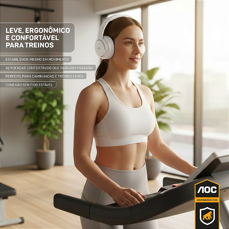 Headphone Bluetooth Wireless com Cancelamento de Ruído ANC - Branco - AOC - foto 8