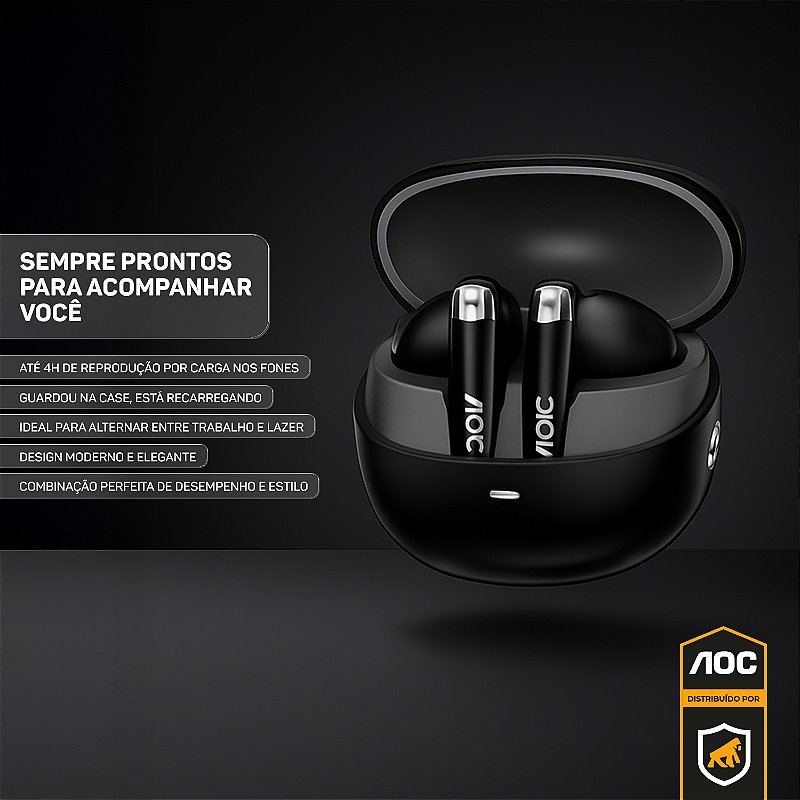 Fone de ouvido Earbuds V5.4 - Preto - AOC - foto 5