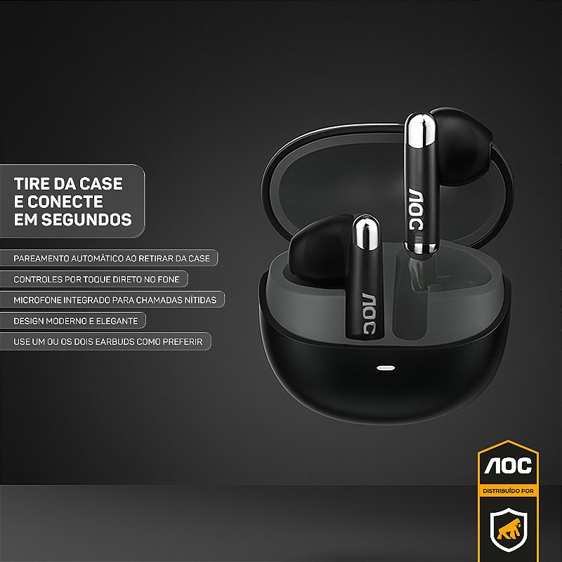 Fone de ouvido Earbuds V5.4 - Preto - AOC - foto 4