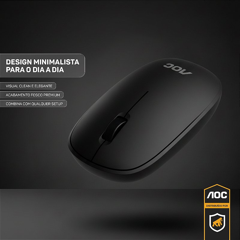 Mouse Óptico Sem Fio Wireless 2.4 Ghz 1600 DPI - Preto - AOC - foto 8