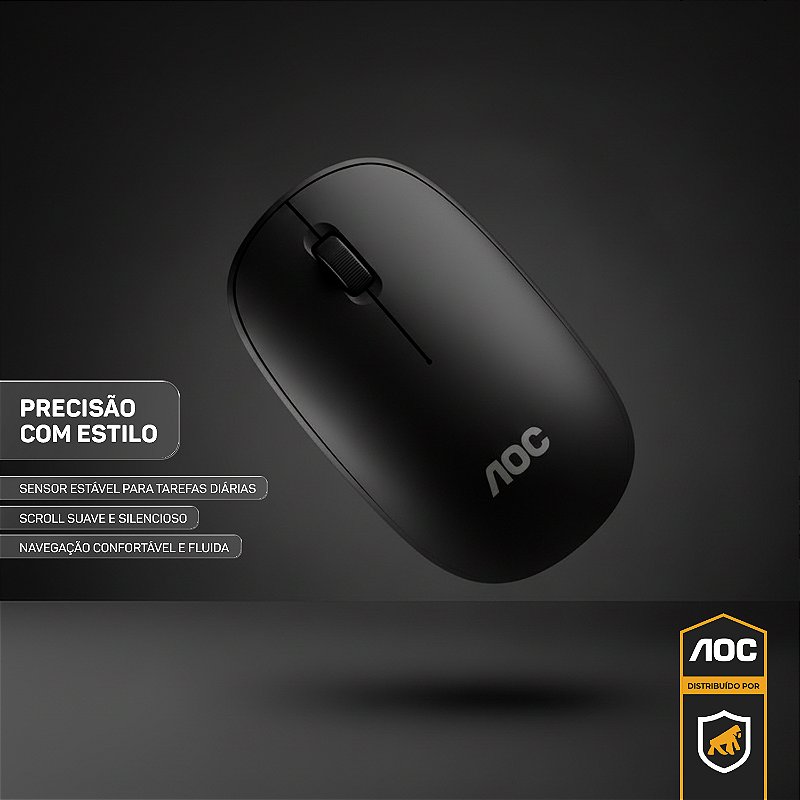 Mouse Óptico Sem Fio Wireless 2.4 Ghz 1600 DPI - Preto - AOC - foto 7