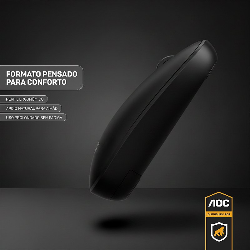 Mouse Óptico Sem Fio Wireless 2.4 Ghz 1600 DPI - Preto - AOC - foto 6