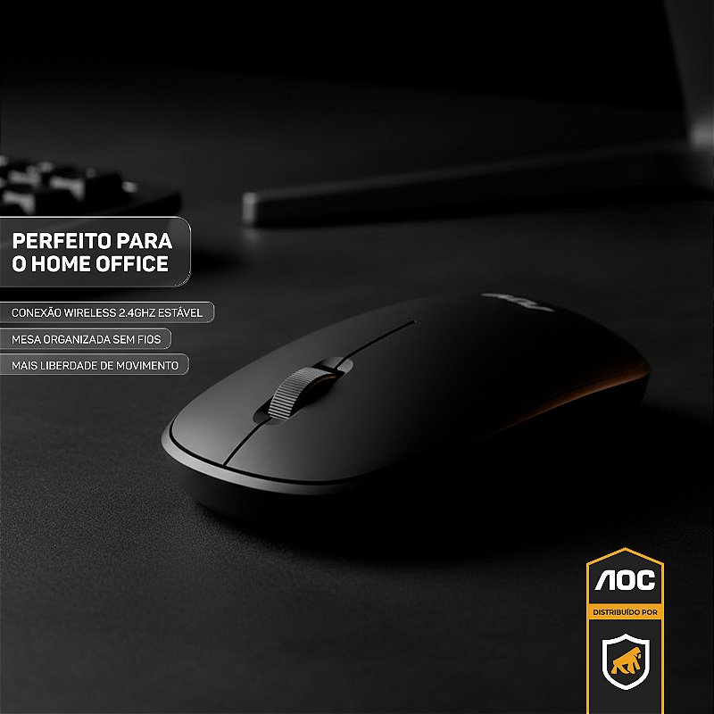 Mouse Óptico Sem Fio Wireless 2.4 Ghz 1600 DPI - Preto - AOC - foto 3