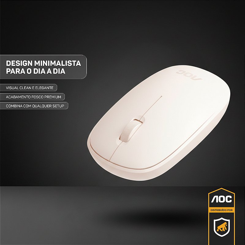 Mouse Óptico Sem Fio Wireless 2.4 Ghz 1600 DPI - Branco - AOC - foto 8