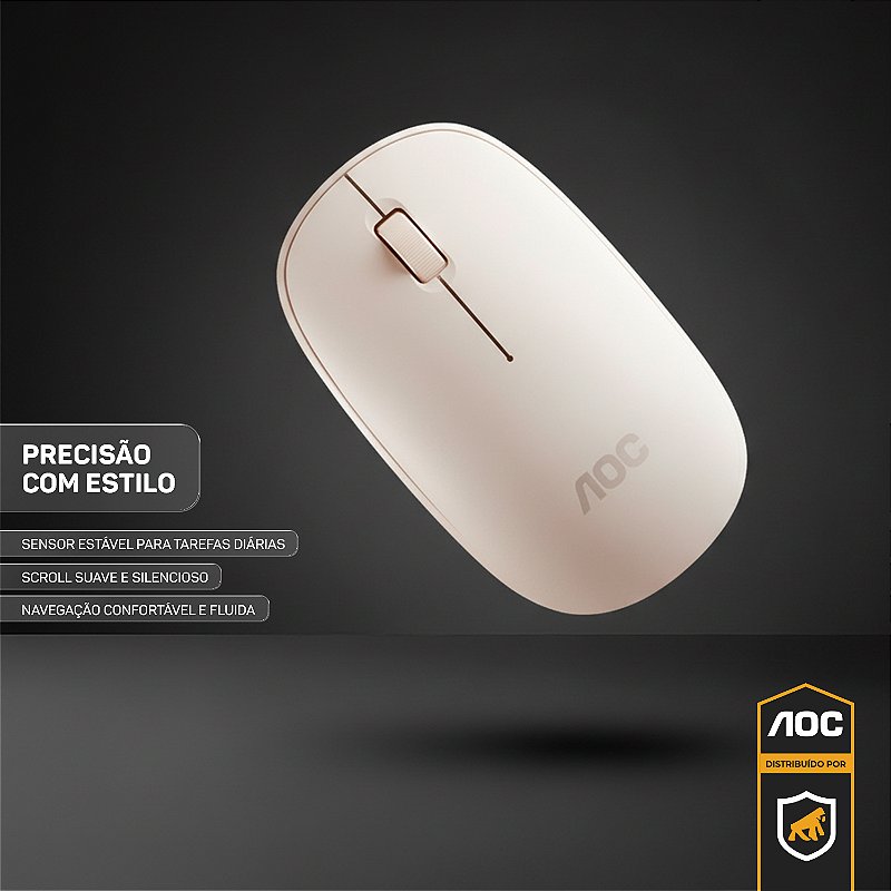 Mouse Óptico Sem Fio Wireless 2.4 Ghz 1600 DPI - Branco - AOC - foto 7