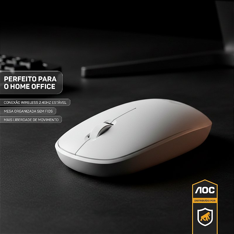 Mouse Óptico Sem Fio Wireless 2.4 Ghz 1600 DPI - Branco - AOC - foto 3