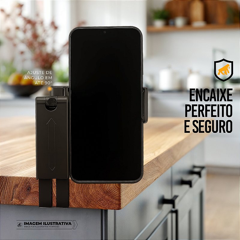 Suporte Articulado para Mesa – Ajuste 90°, Rotação 360°, Dobrável, Antiderrapante e Compatível com Smartphones até 9cm – Hybrid - Gshield - foto 3