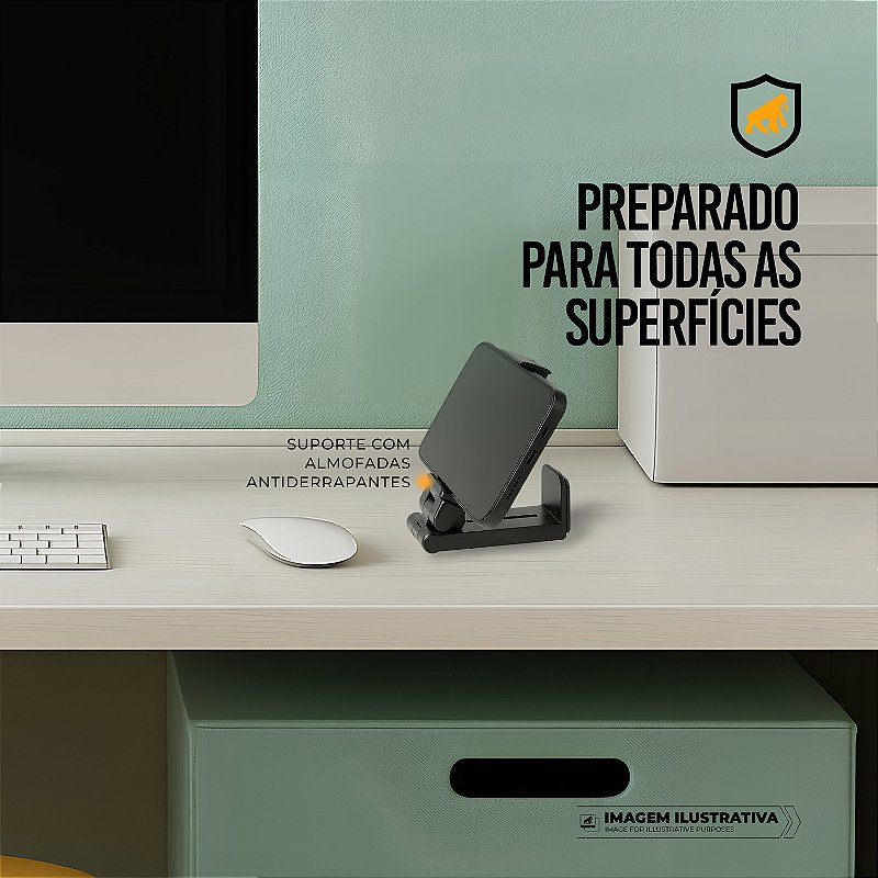Suporte Articulado para Mesa – Ajuste 90°, Rotação 360°, Dobrável, Antiderrapante e Compatível com Smartphones até 9cm – Hybrid - Gshield - foto 5