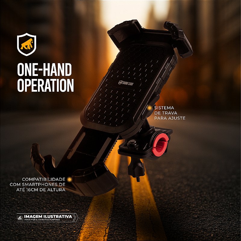 Suporte para Moto, Bicicleta, Bike - Travamento Seguro, Rotação 360°, Amortecimento de Impacto e Fixação para Guidão - Tank Car - Gshield - foto 2