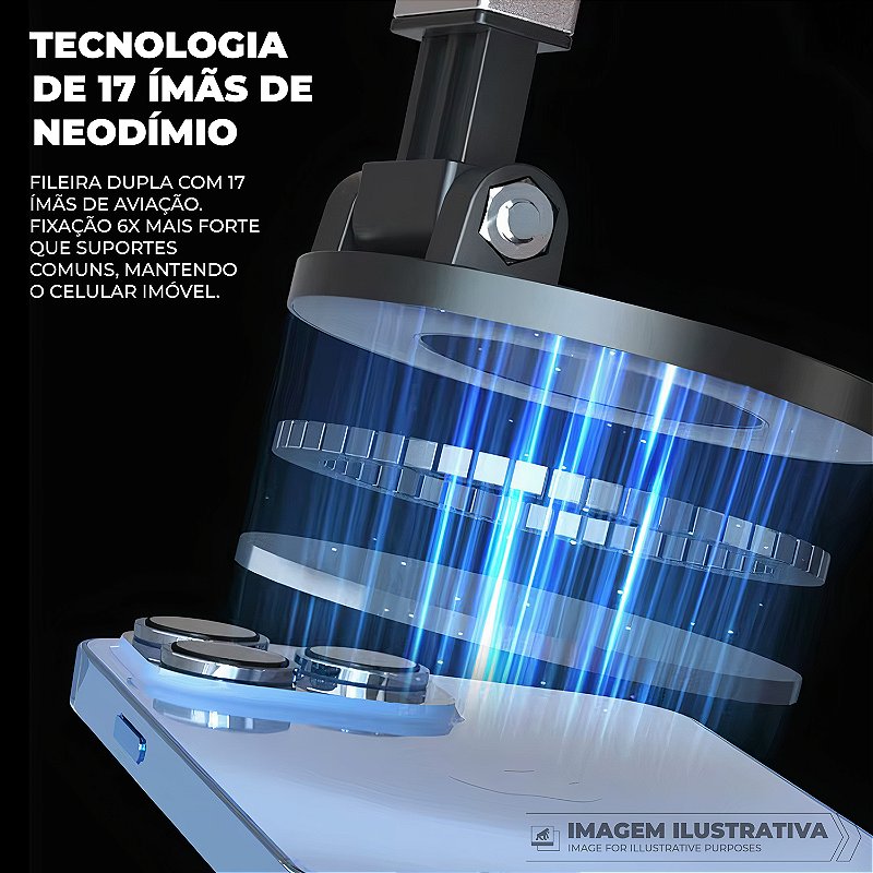 Suporte Veicular MagSafe com Sucção a Vácuo - 17 Ímãs Ultra Fortes, Rotação 360° e Liga de Aviação Premium - Suction MagSafe Armor - Gshield - foto 2