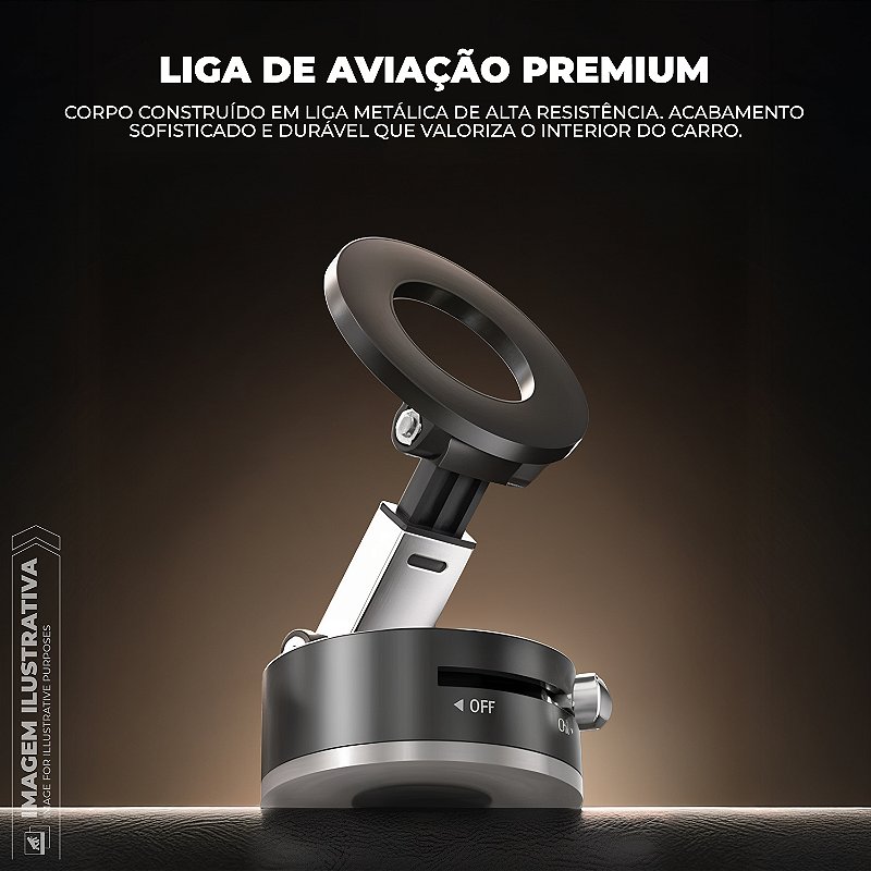 Suporte Veicular MagSafe com Sucção a Vácuo - 17 Ímãs Ultra Fortes, Rotação 360° e Liga de Aviação Premium - Suction MagSafe Armor - Gshield - foto 5