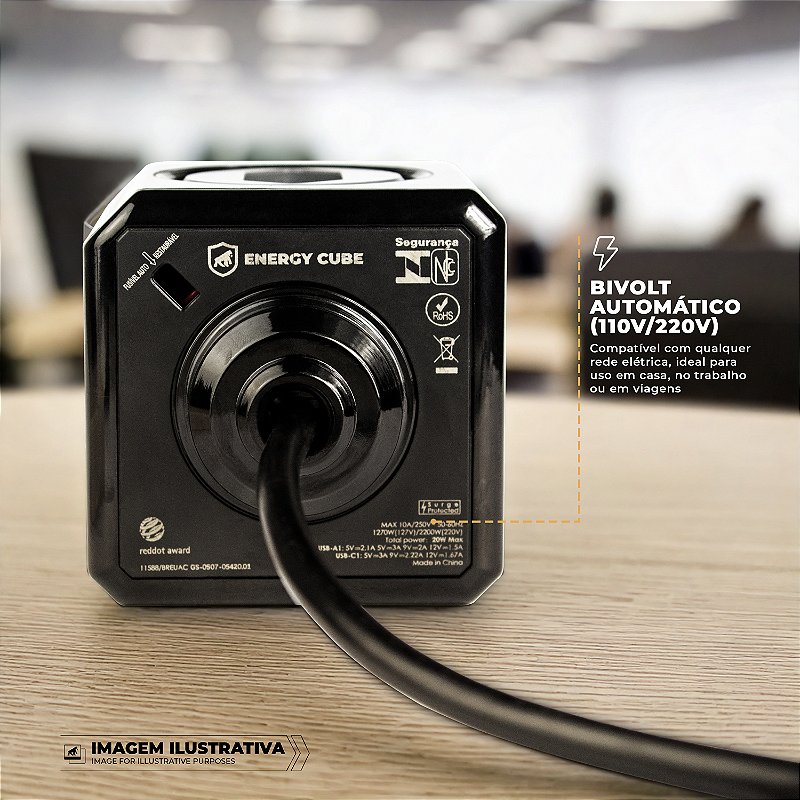 Filtro de Linha Multiplicador de Tomadas Bivolt - Energy Cube - Gshield