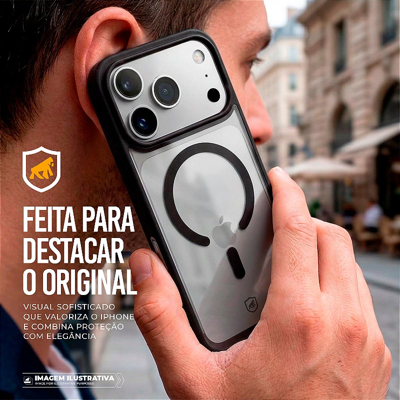 Capa para iPhone 17 Pro Max - Magsafe Wave Transparente - Preta - Gshield - foto 5