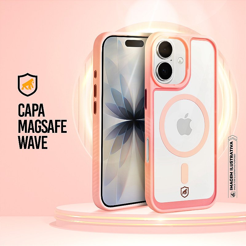 Capa para iPhone 17 - Magsafe Wave Transparente - Rosa - Gshield - foto 2