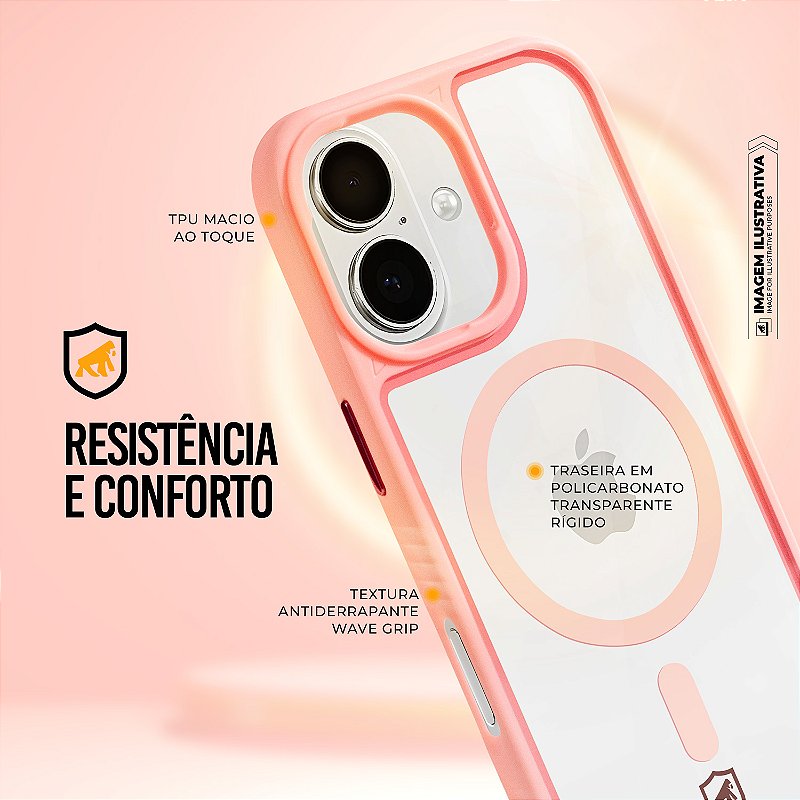 Capa para iPhone 17 - Magsafe Wave Transparente - Rosa - Gshield - foto 3