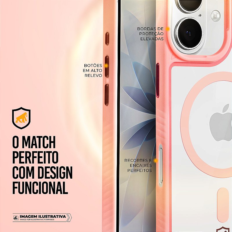 Capa para iPhone 17 - Magsafe Wave Transparente - Rosa - Gshield - foto 4
