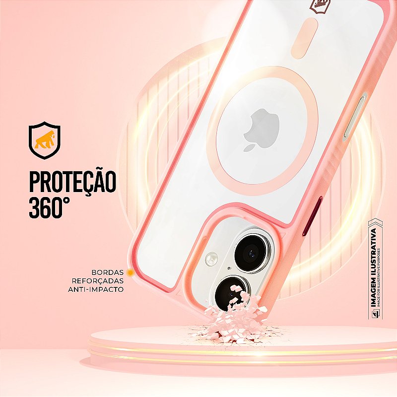 Capa para iPhone 17 - Magsafe Wave Transparente - Rosa - Gshield - foto 6