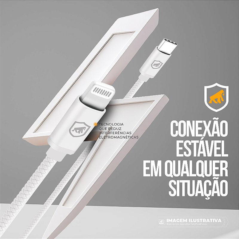 Cabo Symetric - Branco - Lightning / Tipo C - 1,5M - Gshield - foto 3