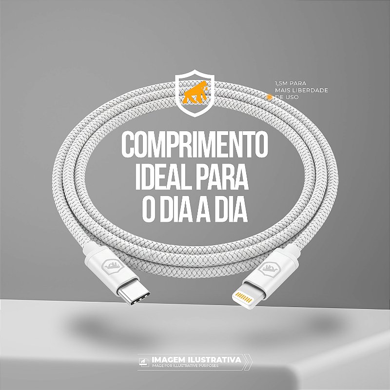 Cabo Symetric - Branco - Lightning / Tipo C - 1,5M - Gshield - foto 2