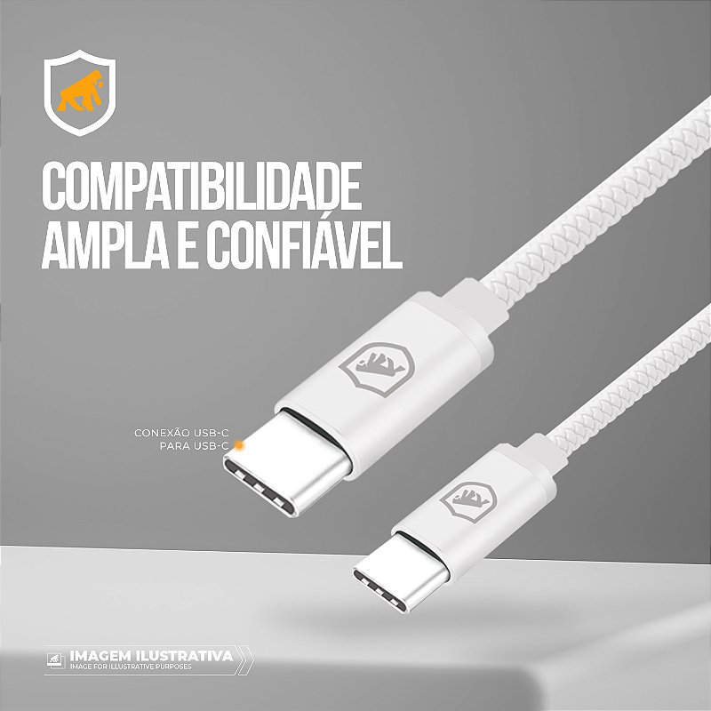 Cabo Symetric - Branco - Tipo C / Tipo C - 1,5M - Gshield - foto 2