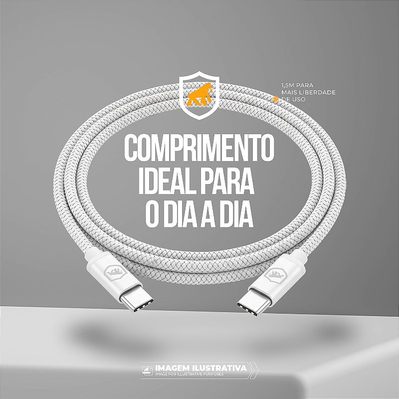 Cabo Symetric - Branco - Tipo C / Tipo C - 1,5M - Gshield - foto 3