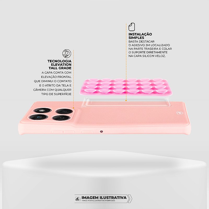 Capa Silicon Veloz para Samsung Galaxy M14 + Ventosa - Rosa - Gshield - foto 4
