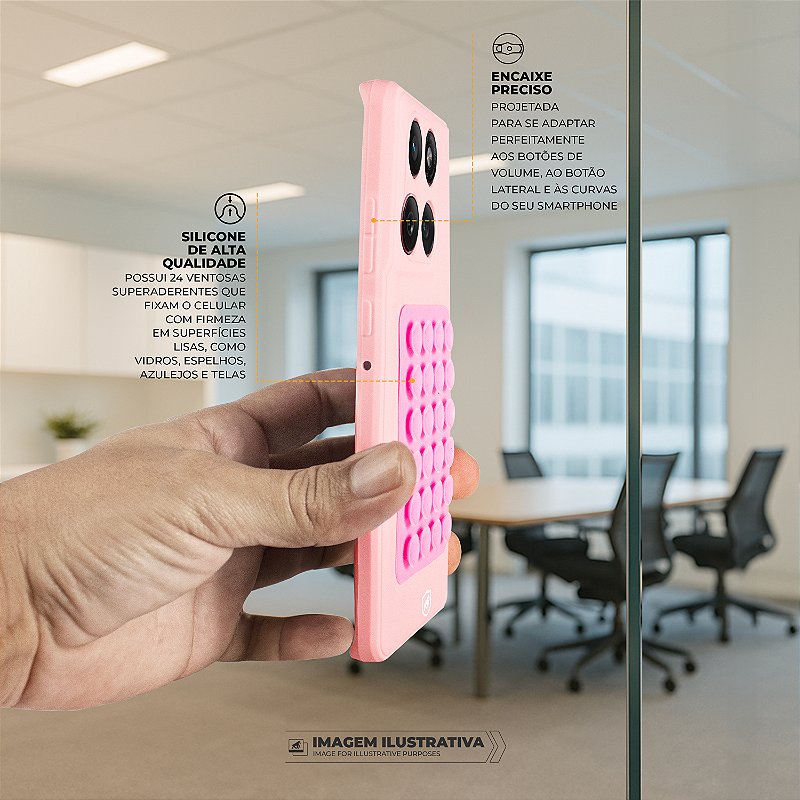 Capa Silicon Veloz para Samsung Galaxy A14 + Ventosa - Rosa - Gshield - foto 3
