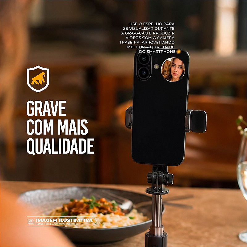 Mini Espelho Selfie Adesivo para Câmera Traseira Celular e Smartphone - SnapView - Gshield - foto 4