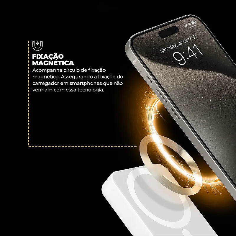 REEMBALADO - Carregador Portátil Wireless MagPower 5.000 mAh - Branco - Gshield