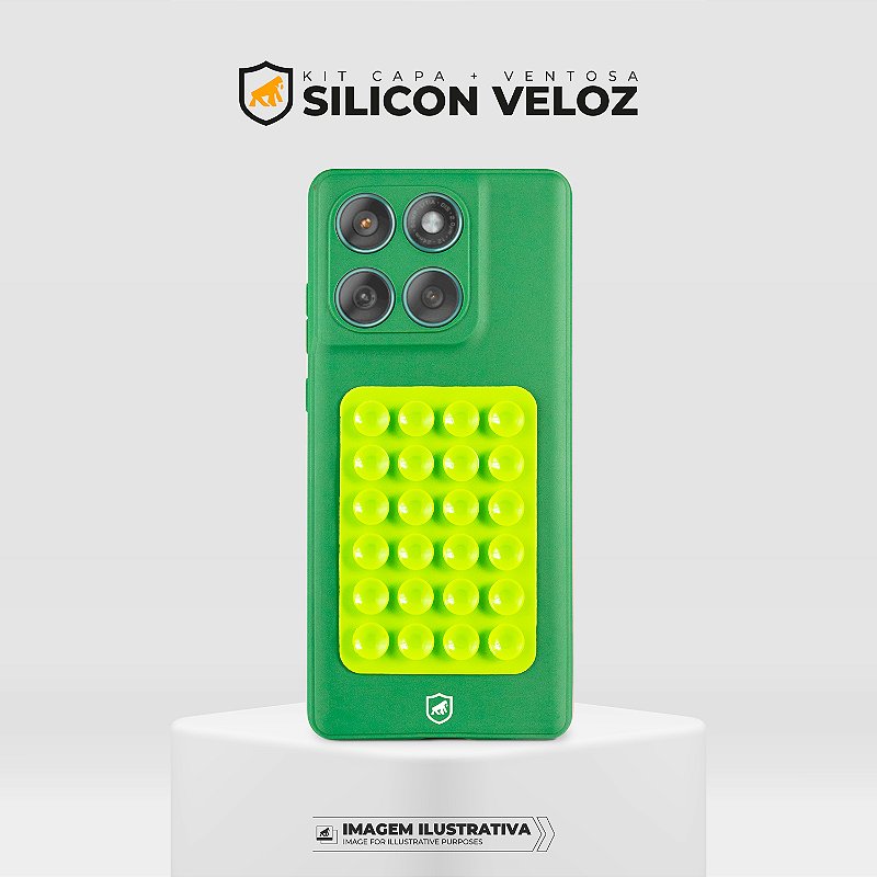 Kit Capa Silicon Veloz para Motorola Moto Edge 50 Pro +  Ventosa - Verde - Gshield