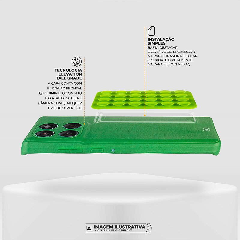 Kit Capa Silicon Veloz para Motorola Moto Edge 50 Pro +  Ventosa - Verde - Gshield