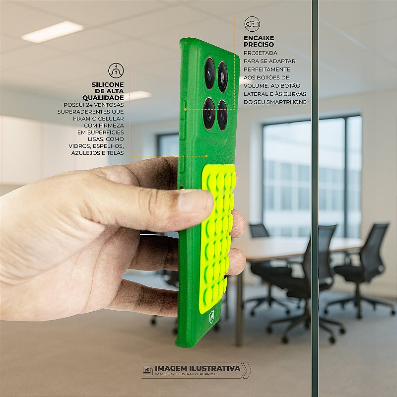 Kit Capa Silicon Veloz para Motorola Moto Edge 40 +  Ventosa - Verde - Gshield