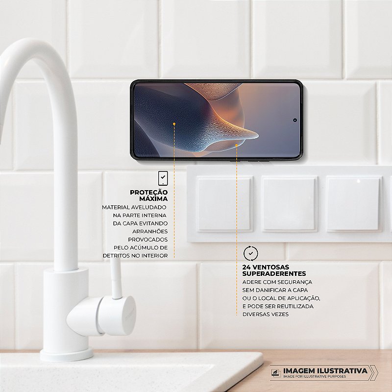 Kit Capa Silicon Veloz para Samsung Galaxy A15 +  Ventosa - Preta - Gshield