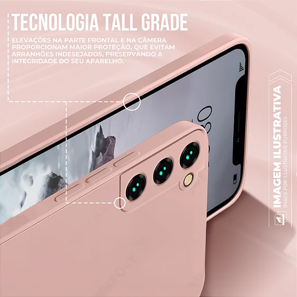 Kit Capa Silicon Veloz para  Samsung Galaxy M14 +  Cordão Phone Strap Flex - Rosa - Gshield - foto 5