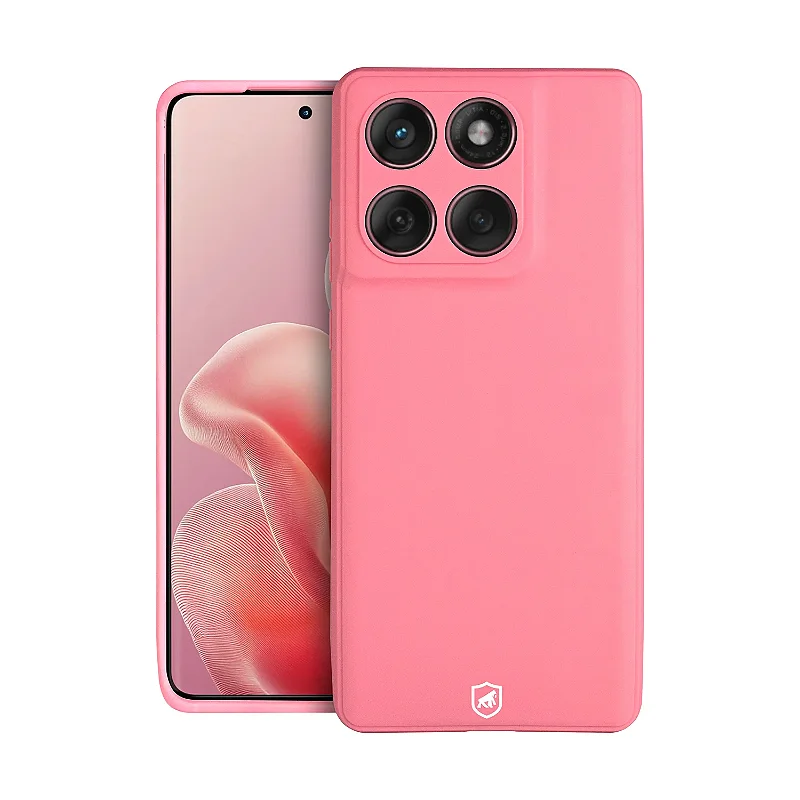 Kit Capa Silicon Veloz para  Motorola Moto Edge 60 +  Cordão Phone Strap Flex - Rosa - Gshield - foto 3
