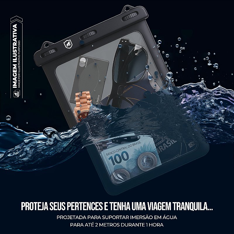 Bolsa à Prova d’Água com Alça Ajustável - Vertical - Ideal para Viagem, Praia e Piscina - Gshield - foto 2