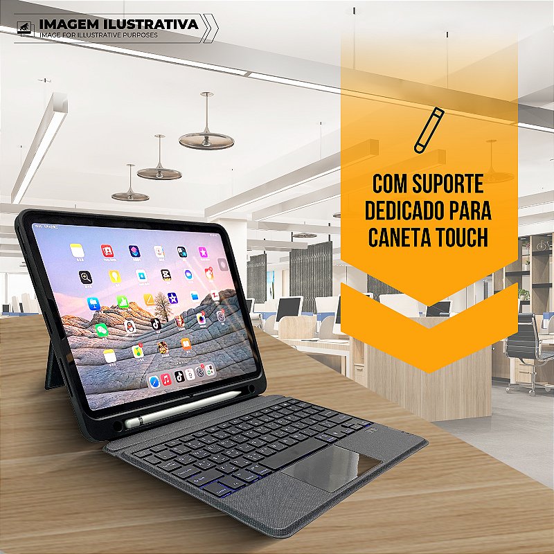 Capa para iPad de 10.9" e 11" com Teclado Bluetooth, Touchpad, ABNT2, Suporte para Caneta e Kickstand - Hybrid - Gshield